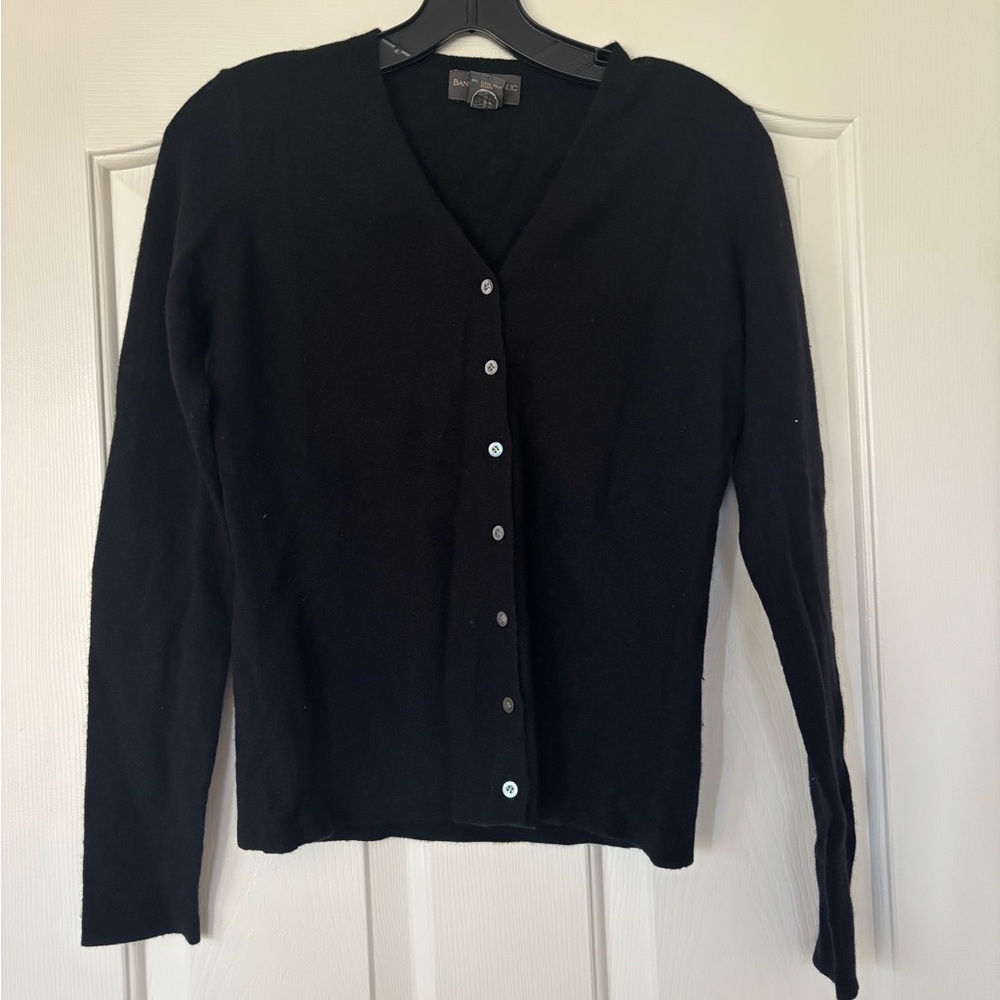 Black Cashmere Button-Up Women's Cardigan